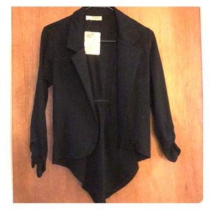 Black Open front High Low Blazer